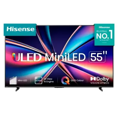 TELEVISOR HISENSE DE 55" ULED MINILED 4K AI VIDAA TV U6QV
